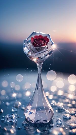 (best quality, masterpiece:1.2),ultra detailed,(photo realistic:1.4),(rose,clear ice,transparent ice:1.3),flower_of_ice,multi_effects