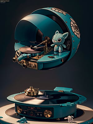 matte painting of a cute alien scout ship buried a pond, 4 k a turtle plushie on top of a vinyl record player, 30mm, by Noah Bradley trending on ArtStation, deviantart, high detail, stylized portrait sexy boobs