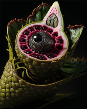 dragonfruit mf doom reptile eyes, dragonfruit slice skin. intricate, elegant, highly detailed, centered, digital painting, artstation, concept art, smooth, sharp focus, illustration, artgerm, tomasz alen kopera, peter mohrbacher, donato giancola, joseph christian leyendecker, wlop, frank frazetta