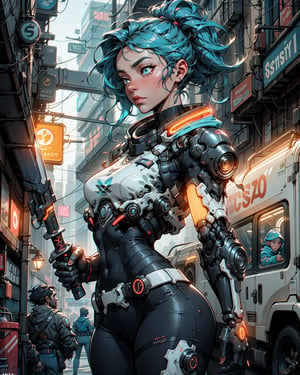 [ grimes in medieval cyberpunk armor ]! holding a [ sword in her hand ]! looking out into the [ futuristic cyberpunk city ]!, digital art! style, trending on [ artstation ]!, 4 k, cgsociety contest winner, award winning, neon! lighting, neon subsurface scattering!!, intricate, detailed, volumetric lighting!