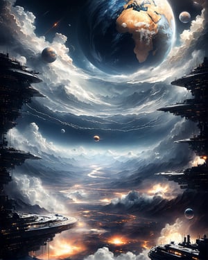 Stormy planet, view from space, digital art, digital painting, illustration, 4k