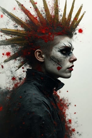 , art style of Benedick bana, fashion pose, Abstract, scary Halloween makeup