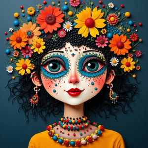 , whimsical folk art in the style of Julia pott Quentin Black Kandinsky , Abstract,Halloween makeup