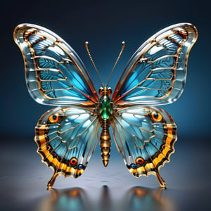 masterpiece, high quality, realistic aesthetic photo ,(HDR:1.2), pore and detailed, intricate detailed, graceful and beautiful textures, RAW photo, 16K, ancient artifact, glass mechanical butterfly, transparent glass skin,more detail XL
