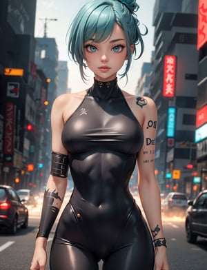 (1girl:1.2, body covered in words, words on body:1.1, tattoos of (words) on body:1.2), (masterpiece:1.4, best quality), medium breasts, unity 8k wallpaper, ultra detailed, (pastel colors:1.3), bodysuit, cyberpunk, alluring pose, upper body, beautiful and aesthetic, see-through (clothes), detailed, solo   ,ToxicPunkAI,High detailed ,Color magic