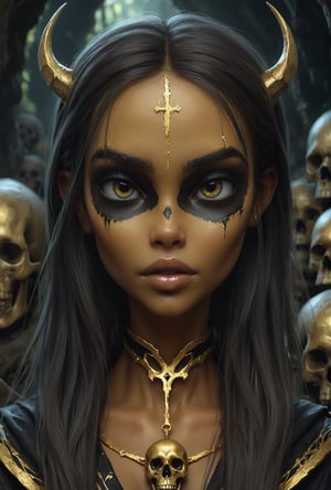 cute, gorgeous necromancer female Aerenal Elf, gold and black robes, skull painted onto her face, face paint, skull face paint, graveyard, perfect anatomy, approaching perfection, dynamic, highly detailed, smooth, sharp focus, art by Carne Griffiths and Wadim Kashin, trending on artstation, sharp focus, intricate details, highly detailed, by greg rutkowski, mysterious, epic, cinematic, digital art, 4k,  