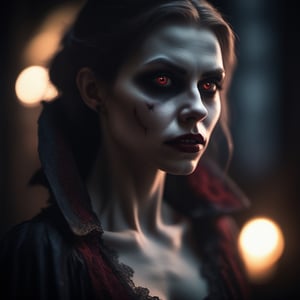 female Vampire, backlit, intricate details, highly detailed, slate atmosphere, cinematic, dimmed colors, dark shot, muted colors, film grain, lut, spooky, depth blur, blurry background dof, bokeh, realistic, realistic skin,perfecteyes, 