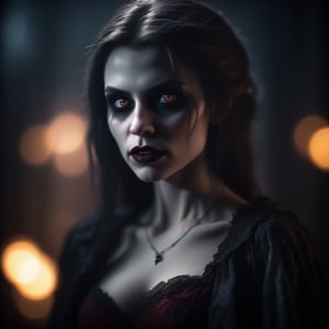 female Vampire, backlit, intricate details, highly detailed, slate atmosphere, cinematic, dimmed colors, dark shot, muted colors, film grain, lut, spooky, depth blur, blurry background dof, bokeh, realistic, realistic skin,perfecteyes, 