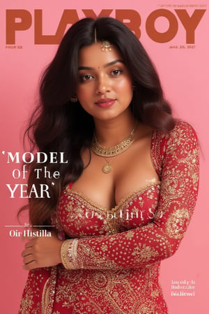 "A high-fashion magazine cover featuring a close-up, upper-body shot of a beautiful Indian female model with an enhanced bust size, confidently posing with elegance. Her sharp yet graceful smile facial features are highlighted, and she wears a colorful printed dress modern outfit that accentuates her figure while maintaining a sophisticated and polished look. The background is a neutral pink with professional, magazine-quality lighting that enhances her photorealistic skin texture. Across the cover, bold and stylish magazine text is displayed, including the title in elegant font: **\"PlayBoy Beauty\"** at the top. **\"Model of the Year: Embracing Allure and Power\"** The overall composition combines high-end fashion photography with captivating headlines that frame the model’s pose, drawing attention to her beauty and presence. The cover reflects sophistication, confidence, and modern fashion, with the FuturEvoLabBeautify aesthetic enhancing the visual impact.",game,realistic,3D,hot