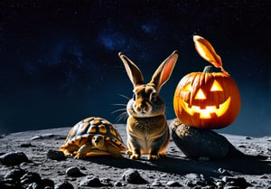 The Tortoise and the Rabbit having a Halloween party on the moon:1.5