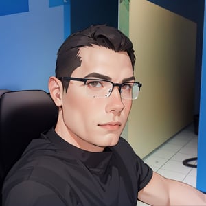 caricature of a young man sitting at a desk with a computer, with brown eyes, NFT Portrait, Avatar Image, Portrait of Jerma985, Twitch Streamer / Gamer Ludwig, Varguyart Style, Jerma 9 8 5, jerma985, 3 D render of Jerma 9 8 5, 2D Portrait, msxotto, High Quality Portrait, Brown Eyes