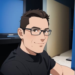 caricature of a young man sitting at a desk with a computer, with brown eyes, with semi-rimmed glasses, NFT Portrait, Avatar Image, Portrait of Jerma985, Twitch Streamer / Gamer Ludwig, Varguyart Style, Jerma 9 8 5, jerma985, 3 D render of Jerma 9 8 5, 2D Portrait, msxotto, High Quality Portrait, Brown Eyes