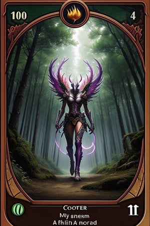 /imagine prompt: color photo of a mythical creature emerging from a vibrant forest, depicted on a Magic: The Gathering card created by artificial intelligence. The artwork showcases intricate details, vivid colors, and a sense of otherworldly beauty. —c 10 —ar 2:3