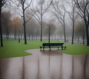 a park on a rainy afternoon