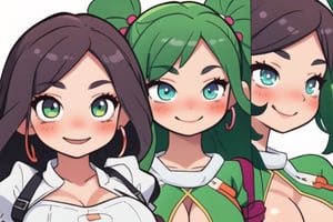 masterpiece, best quality, detailed faces and eyes, deku, girl, whole body, boobs,hero costume,cute face, smile, blush