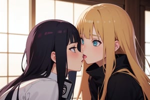 2girl. naruto woman with hinata kissing