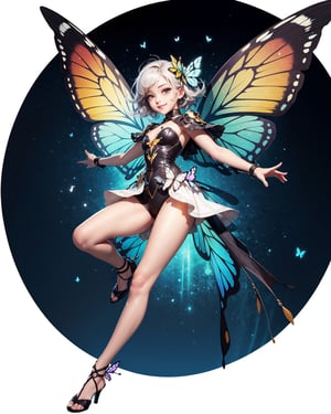butterfly, eyes, arms, legs, smile, illustration, vector, cute, front view