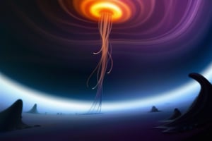 A gas giant with swirling storms and a hot, humid atmosphere, inhabited by a race of alien jellyfish.