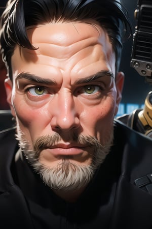 masterpiece,best quality,ultra-detailed, perfect hands,1strong man,solo,, cyberpunk war zone  night city theme, long withe hair, bronw eyes, mechanical parts,robot joints, blush,cowboy epic shot, ,sakamata, 
,TinkerWaifu,mecha musume,destiny /(takt op./),robot,frank grillo