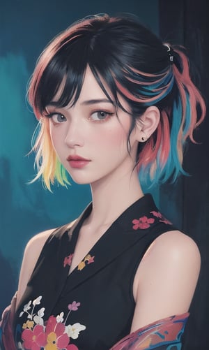 2D, CG illustration, Girlish Painting:1.4, Hyper-detailed:1.2, Cozy:1.3, (best quality,masterpiece,highly detailed), 1girl, stylish idol, unreal engin 5, octane render, 2D:1.25, limited palette flat color, digital painting, artstation, concept art, smooth, sharp focus, art by Bak Karol, oil painting, acrylic paint:1.2, (colorful:1.5), watercolor:1.1, ( by: nvinkpunk, kuvshinov:1.0), dream-like, samdoesart, (modelshoot style, by Koho Shoda, Mike Mignola, Joop Polder), Classicism Art