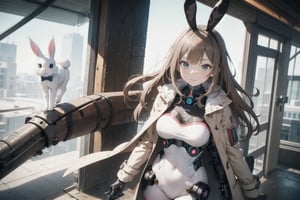 futuristic, bunny, rabbit, light brown and white coat, fantasy, cybernetic,Xxmix_Catecat