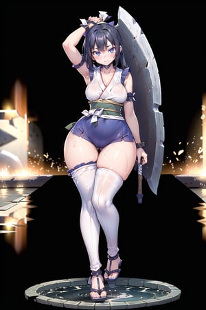 Mujer hermosa,piernas tonificadas, cuerpo delicado, calidad de imagen HD, sexy, cuerpo completo, 
sexy thighs,delgado,woman madure,hourglass body shape,sumo,(mawashi:1.2),mawashi tradicional,arena de sumo,sword, axe ,bow ,cleaver