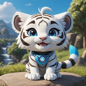 (masterpiece:1.2, highest quality), (realistic, photo_realistic:1.9)
1chibi_tiger, Cute chibi white tiger, happy face, Chest written: TA, (Designer look holding a paintbrush in one hand), white with blue, (detailed background), (gradients), colorful, detailed landscape, visual key, shiny skin. Modern place, Action camera. Portrait film. Standard lens. Golden hour lighting.
sharp focus, 8k, UHD, high quality, frowning, intricate detailed, highly detailed, hyper-realistic,interior,robot white with blue,chibi emote style,Monster, wall-e