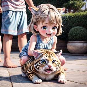 Create images of childrens playfully playing with cheerful cats in different environments, capturing their cuteness and happiness. Show the diversity of cat species, in gardens, homes to beautiful natural and family environments, highlight the love that these children feel for their cats. (childrens playfully playing with cheerful cats), cats, (((Children boys, children girls))),
Super realistic 8k HDR photographic cinematic image, super detailed, super high quality image, masterpiece, Standard lens. Golden hour lighting. 8k, UHD, intricate detailed, highly detailed, hyper-realistic,round animal,3D MODEL
