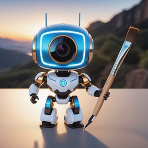 (masterpiece:1.2, highest quality), (realistic, photo_realistic:1.9)
1chibi_robot, Cute chibi robot, happy face, (Designer look holding a paintbrush in one hand), white with blue, (detailed background), (gradients), colorful, detailed landscape, visual key, shiny skin. Modern place, Action camera. Portrait film. Standard lens. Golden hour lighting.
sharp focus, 8k, UHD, high quality, frowning, intricate detailed, highly detailed, hyper-realistic,interior,robot white with blue,chibi emote style,Monster