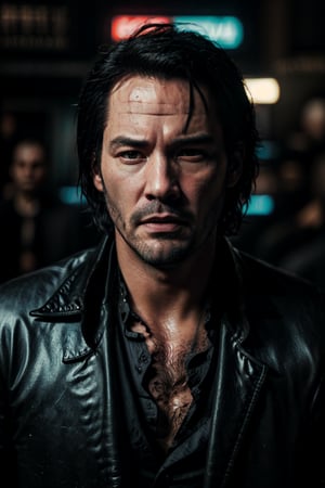 (((hyper realistic face)))(((extreme realistic detail))) (face with detailed shadows) (masterpiece, highest quality), (realistic, photo_realistic:1.9), ((Photoshoot))
1male, Keanu Reeves as John Wick in a gothic style with a touch of cyberpunk in a nightclub. Medium shot. Action camera. Action film. Standard lens. Neon lighting.
sharp focus, 8k, UHD, high quality, frowning, intricate detailed, highly detailed, hyper-realistic