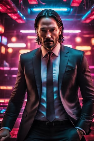 Keanu Reeves as John Wick in a nightclub, John wick suit, chibi, gun and bloods so passionly, action position. Action camera. Action film. Standard lens. Neon lighting.
sharp focus, 8k, UHD, high quality, frowning, intricate detailed, highly detailed, hyper-realistic,cyberpunk style,mecha
