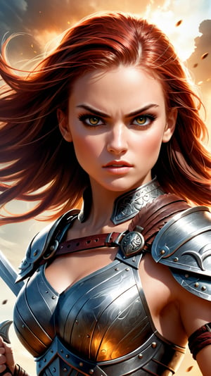 Girl Warrior**: A dynamic illustration featuring a fierce girl warrior as the key visual, highly detailed.