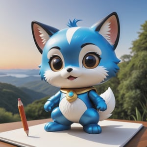 (masterpiece:1.2, highest quality), (realistic, photo_realistic:1.9)
1chibi_robot, Cute chibi robot, Designer look holding a pencil in one hand, white with blue, (detailed background), (gradients), colorful, detailed landscape, visual key, shiny skin. Modern place, Action camera. Portrait film. Standard lens. Golden hour lighting.
sharp focus, 8k, UHD, high quality, frowning, intricate detailed, highly detailed, hyper-realistic,interior,fox onion doraemon Chibi,chibi emote style