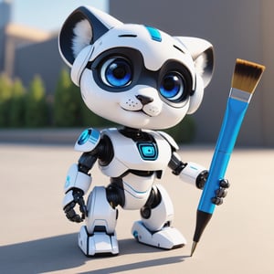 (masterpiece:1.2, highest quality), (realistic, photo_realistic:1.9)
1chibi_robot, Cute chibi robot, happy face, white tiger,(Designer look holding a paintbrush in one hand), white with blue, (detailed background), (gradients), colorful, detailed landscape, visual key, shiny skin. Modern place, Action camera. Portrait film. Standard lens. Golden hour lighting.
sharp focus, 8k, UHD, high quality, frowning, intricate detailed, highly detailed, hyper-realistic,interior,robot white with blue,chibi emote style,Monster, wall-e