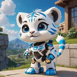 (masterpiece:1.2, highest quality), (realistic, photo_realistic:1.9)
1chibi_robot, Cute chibi white tiger, happy face,  Chest with the text "TA", (Designer look holding a paintbrush in one hand), white with blue, (detailed background), (gradients), colorful, detailed landscape, visual key, shiny skin. Modern place, Action camera. Portrait film. Standard lens. Golden hour lighting.
sharp focus, 8k, UHD, high quality, frowning, intricate detailed, highly detailed, hyper-realistic,interior,robot white with blue,chibi emote style,Monster, wall-e