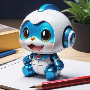 (masterpiece:1.2, highest quality), (realistic, photo_realistic:1.9)
1chibi_robot, Cute chibi robot, Designer look holding a pencil in one hand, white with blue, (detailed background), (gradients), colorful, detailed landscape, visual key, shiny skin. Modern place, Action camera. Portrait film. Standard lens. Golden hour lighting.
sharp focus, 8k, UHD, high quality, frowning, intricate detailed, highly detailed, hyper-realistic,interior,doraemon Chibi,chibi emote style