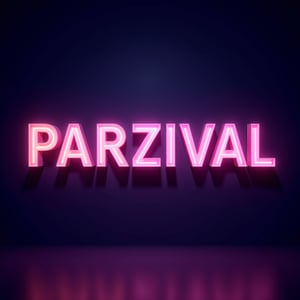 An impressive 3D logo design, with great visual effects, the letters PARZIVAL arranged side by side are magically lit as a highlight.,Enhanced all