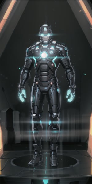(((Sole_male))), Ironman, (toned_male, Ironman Suit), Hologram image, (((hologram, translucent, translucent body, phantasmagorical figure,  transparent body,  3D-wireframes structures, augmented reality projection, chromatic aberration, glowing, black theme, outline glow, black monochrome, hologram projector))), full body, perfectly_detailed, (masterpiece:1.2), hires, ultra-high resolution, 8K, high quality, (sharp focus:1.2), clean, crisp, cinematic, ,