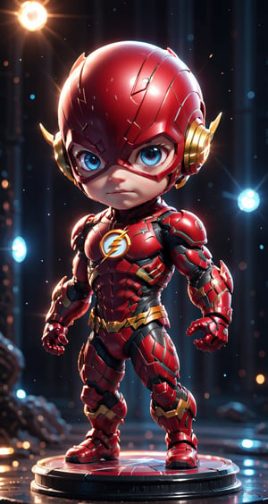 (a The Flash in Marvel ), small and cute, (eye color switch), (bright and clear eyes), anime style, depth of field, lighting cinematic lighting, divine rays, ray tracing, reflected light, glow light, side view, close up, masterpiece, best quality, high resolution, super detailed, high resolution surgery precise resolution, UHD, skin texture,full_body,chibi,best quality, 32k uhd, Epic CG masterpiece, hdr, dtm, full ha, 8K, extremely detailed graphics, stunning colors, 3D rendering, surreal, cinematic lighting effects, 00, surreal, Ultra wide angle, highest quality, extremely delicate, stunning lights and shadows,HD 