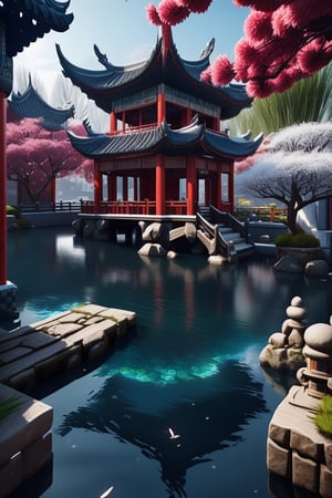 masterpiece, best quality, high quality, extremely detailed CG unity 8k wallpaper, classical chinese garden, scenery, amsterdam, winter,((snowing)),outdoors, sky, day, landscape, water, tree, blue sky, waterfall, nature, lake, river, cloudy sky,award winning photography, Bokeh, Depth of Field, HDR, bloom, Chromatic Aberration ,Photorealistic,extremely detailed, trending on artstation, trending on CGsociety, Intricate, High Detail, dramatic, art by midjourney Archangel killing demon