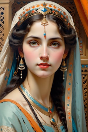 orientalism face detail of a cute royal woman by edwin longsden long and theodore ralli and nasreddine dinet and adam styka, masterful intricate art. oil on canvas, excellent lighting, high detail 8 k [woman:gothic:0.0,0.35],  
bsstyle,