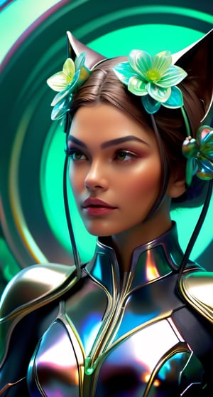 iridescent diaphanous refractive and reflective crystal flower bouquet, verdant, lush, overgrown, fantasy, intricate, elegant, highly detailed, digital painting, artstation, concept art, matte, sharp focus, illustration, hearthstone, art by artgerm and greg rutkowski and alphonse mucha weta disney pixar movie still portrait photo of mila kunis, zendaya : : as catwoman by pixar : : by weta, greg rutkowski, wlop, ilya kuvshinov, rossdraws, artgerm, marvel, maxim magazine cover, rave otufit, unreal engine, sweaty, iridescent, bright morning, anime, : :