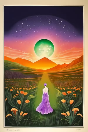 year 1 9 2 8 commercial poster for radium underwear. hyperrealistic drawing. green eyes expansive landscape photograph , (a view from below that shows sky above and open field below), a girl standing on flower field looking up, (full moon:1.2), ( shooting stars:0.9), (nebula:1.3), distant mountain, tree BREAK
production art, (warm light source:1.2), (Firefly:1.2), lamp, lot of purple and orange, intricate details, volumetric lighting BREAK
(masterpiece:1.2), (best quality), 4k, ultra-detailed, (dynamic composition:1.4), highly detailed, colorful details,( iridescent colors:1.2), (glowing lighting, atmospheric lighting), dreamy, magical, (solo:1.2)