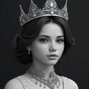 Princess, hyper detailed, trending on artstation, sharp focus,  intricate details, highly detailed,detailed face, detailed, (ultra hd,) monochoome  .