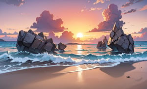 highly detailed,{best quality}, {{masterpiece}}, {highres}, original, extremely detailed 8K wallpaper,masterpiece, best quality, illustration, beautifully 



sunset
beach
seaside
The sunset is in the middle
symmetry