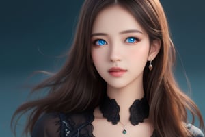 Beautiful models group of five with realistic look, two girl with blue eye, studio background