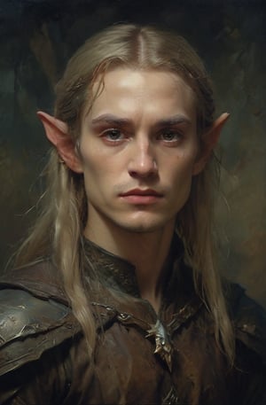 half body shot of a LoTR style male Elven Sentinel, stern expressiong, toned, blonde straight hair, skinny, calm, pale elven steel armour, Weta Workshop Elven Armour, Photorealistic, masterpiece, photography, Photorealistic, masterpiece, photography, Movie Still, moody colours, lord of the rings, digital artwork by Beksinski, oil painting, Extremely Realistic, darkart, Lothlórien Elf, Middle Earth, Lord of the Rings concept art, Intricate background, 