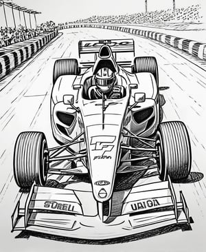 2D black and white vectoral sketch linework design.
Simple design. Cartoon. Large design. Pure white background.
Vector art.
Formula car.
Formula arena background.
There is no black part. No shades. It's for coloring. No black spots, only the lines.
Very simple vector sketch.
Low detail. Zero shading.
Only black and white.
leonardo,realistic,real_booster,photorealistic,healing,tattoo,lineart