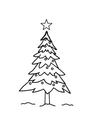 2D black and white vectoral sketch linework design.
Simple design. Cartoon. Large design. Pure white background.
Vector art. No colors. White background.
White christmas tree.
Thin linework.
Very simple drawing.
Black lines on white.
There is no black part. No shades. It's for coloring. No black spots, only the lines.
Very simple vector sketch.
Low detail. Zero shading.
Only black and white.
leonardo,realistic,real_booster,photorealistic,healing,tattoochibi,ipsketch\\(style\\),lines,TCC_SIMPLE_DRAWING