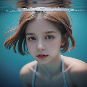 1 girl, underwater,macro shot